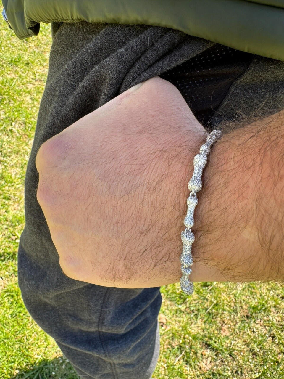 MOISSANITE Custom Bone Link Bracelet Iced Out - 925 Silver - 6.5mm - 7.5-8.5"