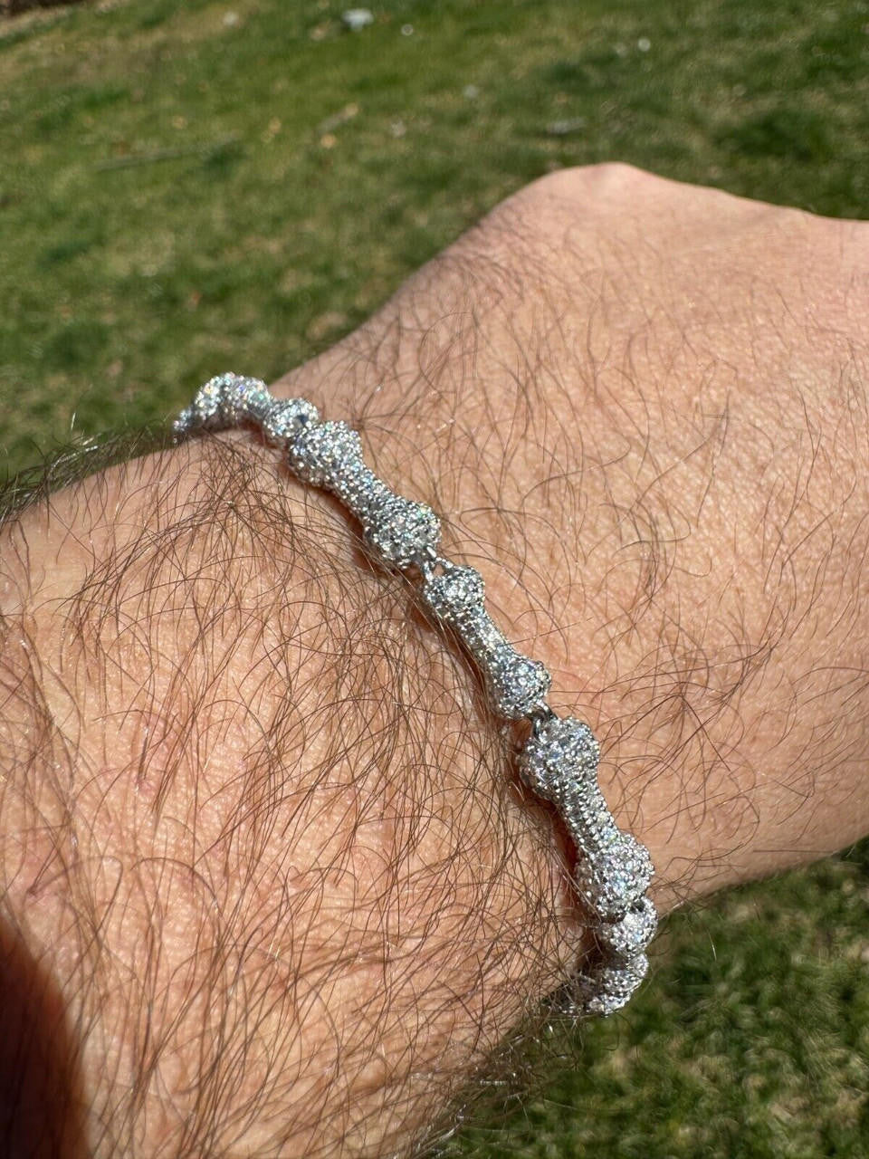 MOISSANITE Custom Bone Link Bracelet Iced Out - 925 Silver - 6.5mm - 7.5-8.5"