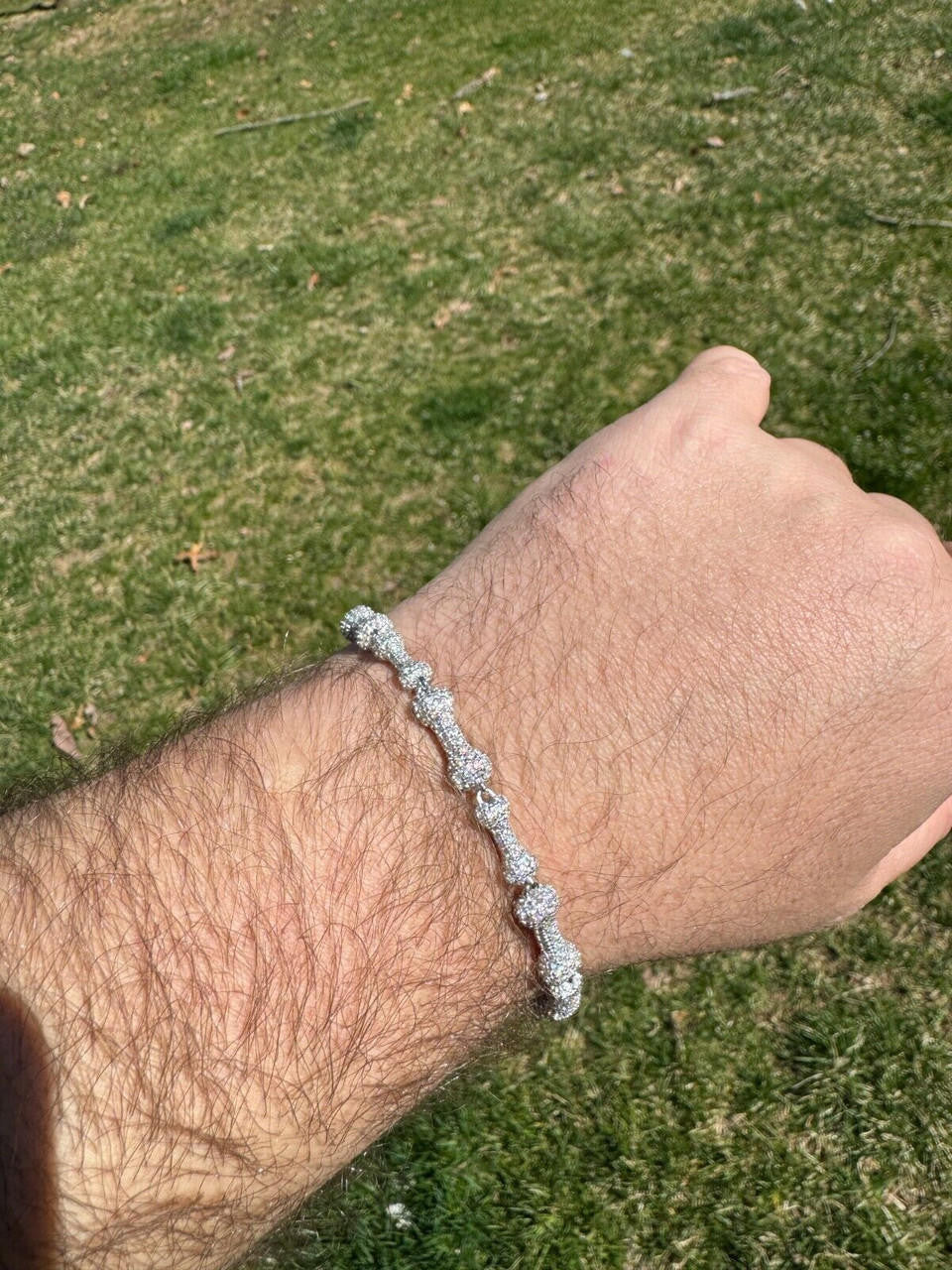 MOISSANITE Custom Bone Link Bracelet Iced Out - 925 Silver - 6.5mm - 7.5-8.5"