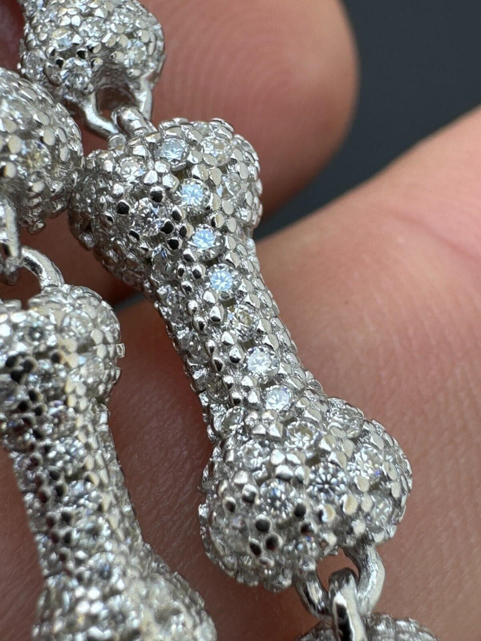 MOISSANITE Custom Bone Link Bracelet Iced Out - 925 Silver - 6.5mm - 7.5-8.5"