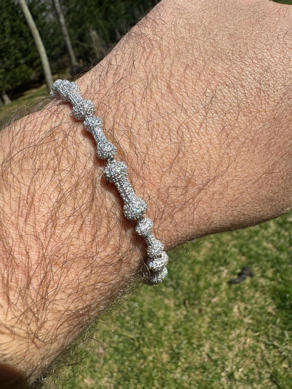 MOISSANITE Custom Bone Link Bracelet Iced Out - 925 Silver - 6.5mm - 7.5-8.5"