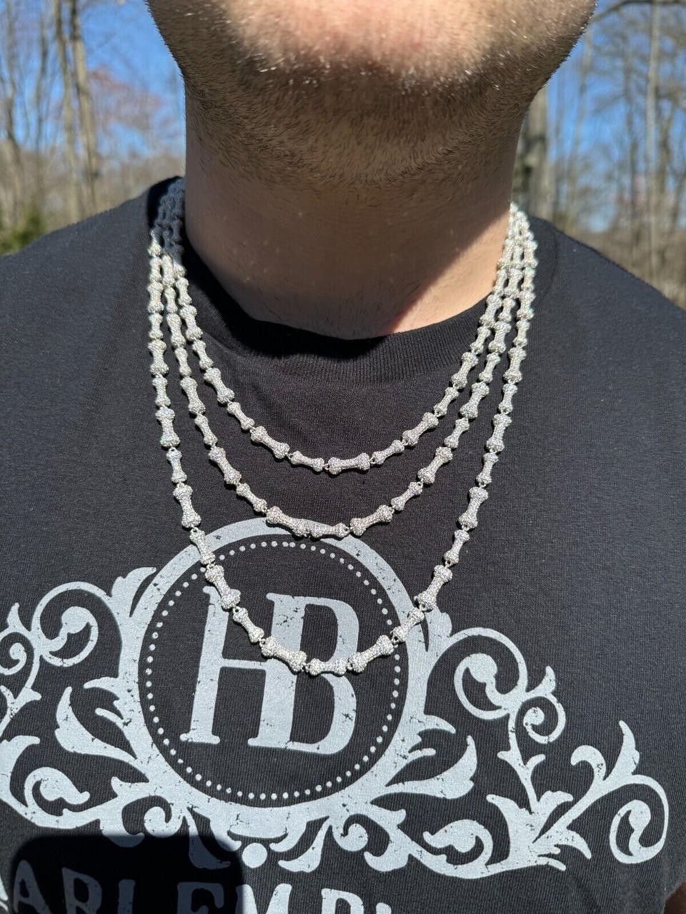 MOISSANITE Custom Bone Link Chain Necklace Iced Out - 925 Silver - 6.5mm - 16-30"
