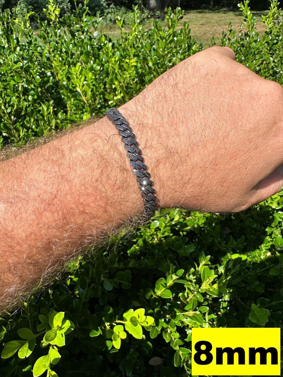 Black MOISSANITE #1 Bestseller Miami Cuban Link Prong Bracelet Iced Out - Black Rhodium Over 925 Silver - 8mm-16mm - 6" - 9"