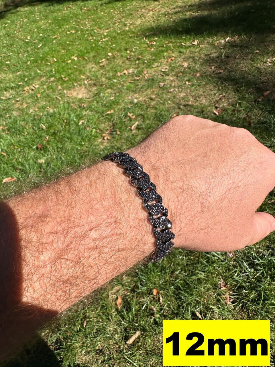 Black MOISSANITE #1 Bestseller Miami Cuban Link Prong Bracelet Iced Out - Black Rhodium Over 925 Silver - 8mm-16mm - 6" - 9"