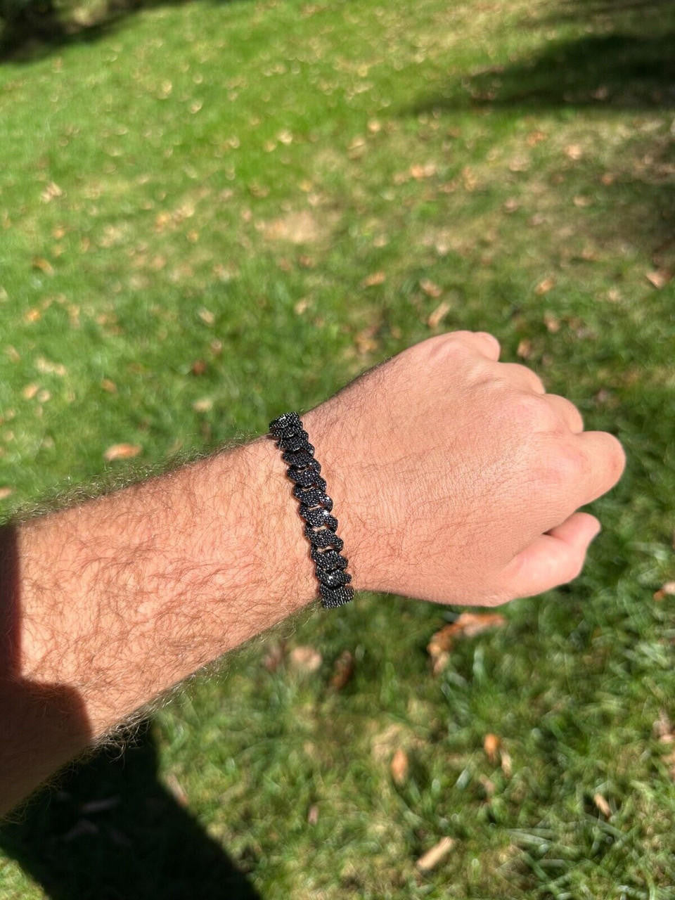 Black MOISSANITE #1 Bestseller Miami Cuban Link Prong Bracelet Iced Out - Black Rhodium Over 925 Silver - 8mm-16mm - 6" - 9"
