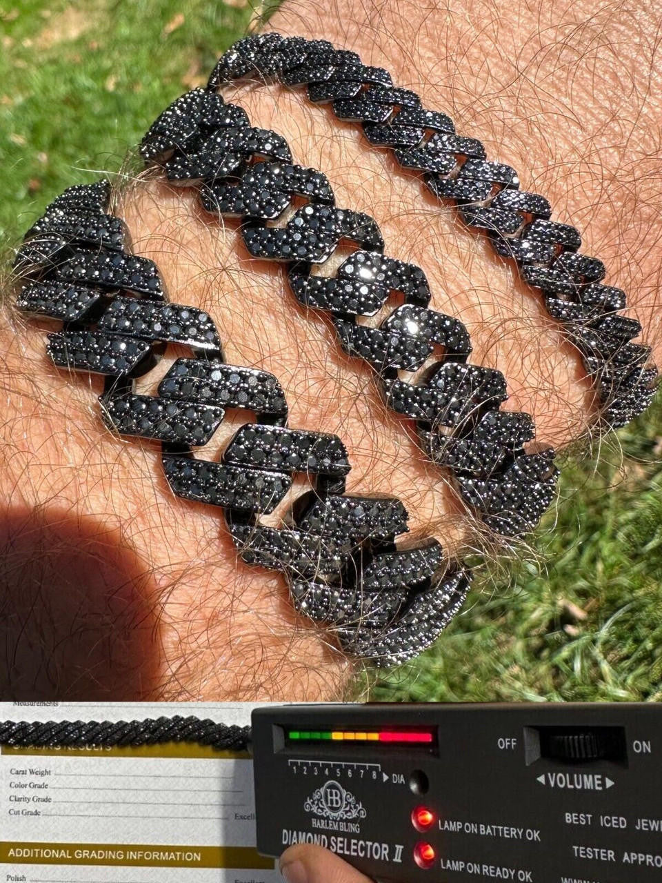 Black MOISSANITE #1 Bestseller Miami Cuban Link Prong Bracelet Iced Out - Black Rhodium Over 925 Silver - 8mm-16mm - 6" - 9"
