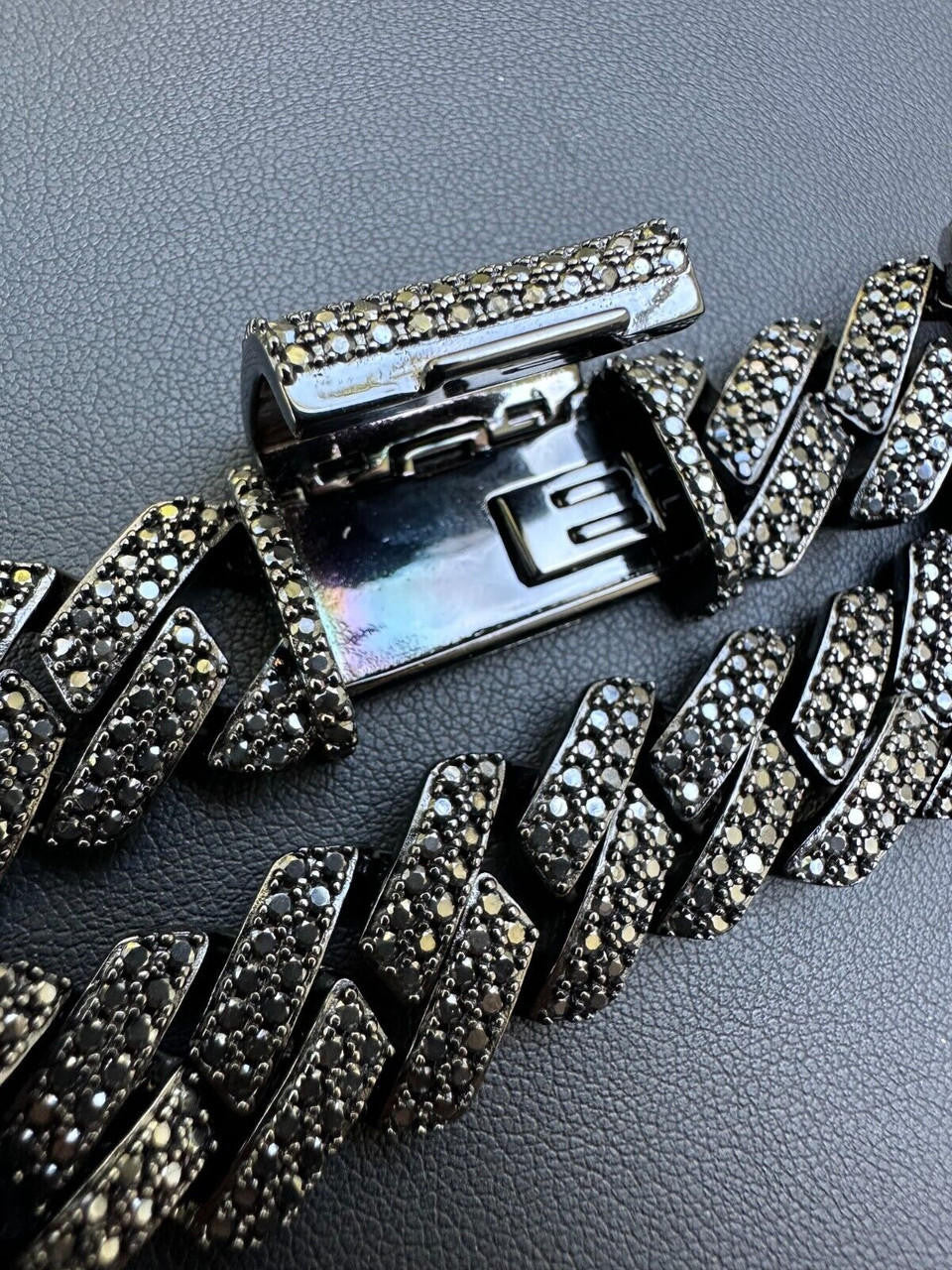 Black MOISSANITE #1 Bestseller Miami Cuban Link Prong Bracelet Iced Out - Black Rhodium Over 925 Silver - 8mm-16mm - 6" - 9"