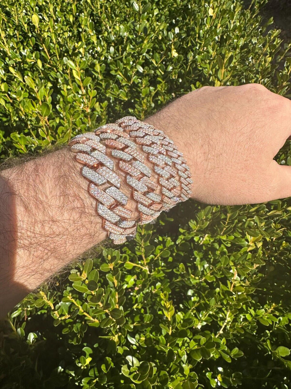 MOISSANITE #1 Bestseller Miami Cuban Link Prong Bracelet Iced Out - 14k Rose Gold Vermeil & 925 Silver - 8mm-20mm - 6" - 9"