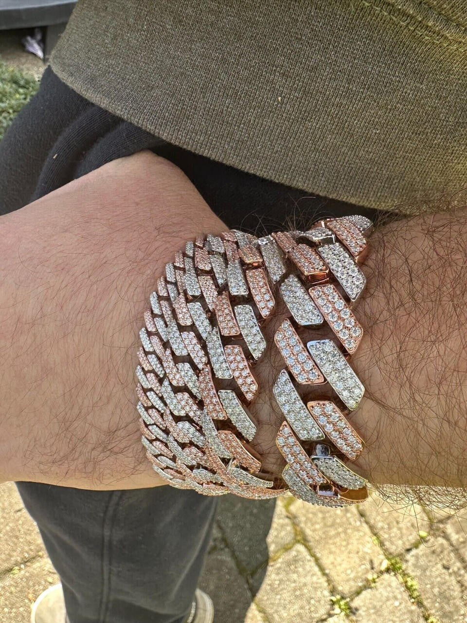 MOISSANITE #1 Bestseller Miami Cuban Link Prong Bracelet Iced Out - 14k Rose Gold Vermeil & 925 Silver - 8mm-20mm - 6" - 9"