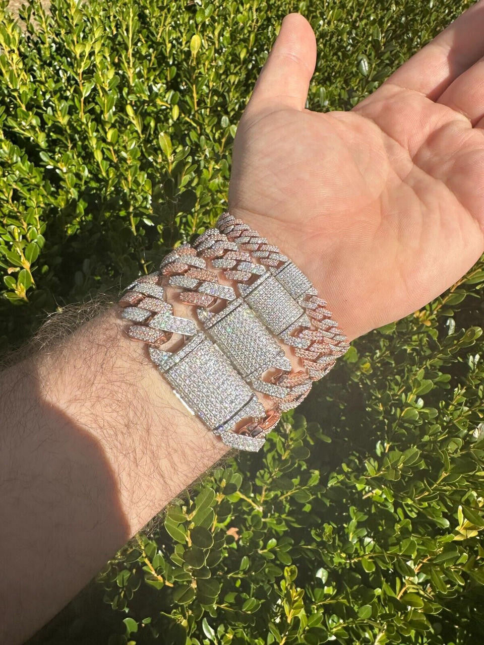 MOISSANITE #1 Bestseller Miami Cuban Link Prong Bracelet Iced Out - 14k Rose Gold Vermeil & 925 Silver - 8mm-20mm - 6" - 9"