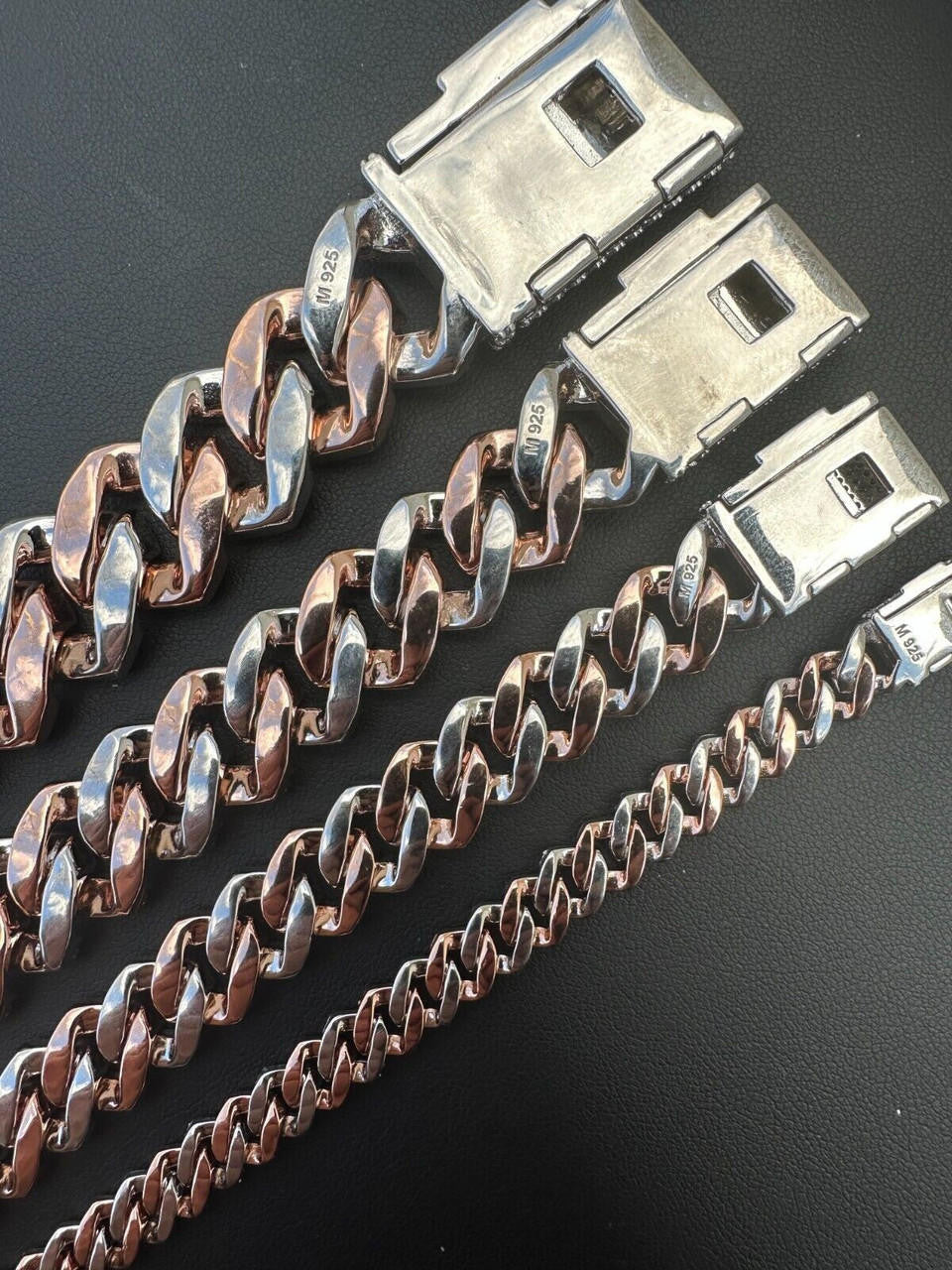 MOISSANITE #1 Bestseller Miami Cuban Link Prong Bracelet Iced Out - 14k Rose Gold Vermeil & 925 Silver - 8mm-20mm - 6" - 9"