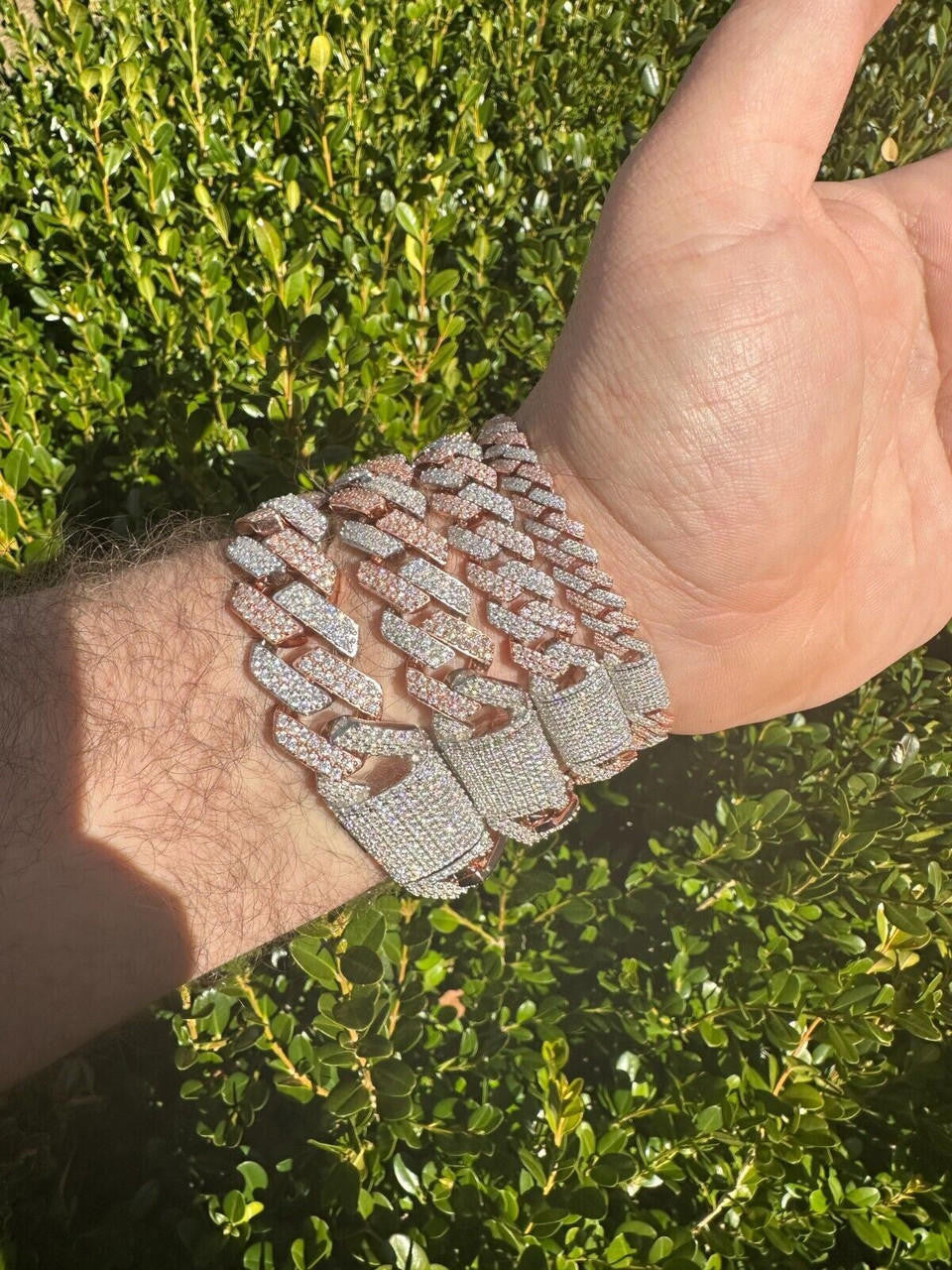 MOISSANITE #1 Bestseller Miami Cuban Link Prong Bracelet Iced Out - 14k Rose Gold Vermeil & 925 Silver - 8mm-20mm - 6" - 9"