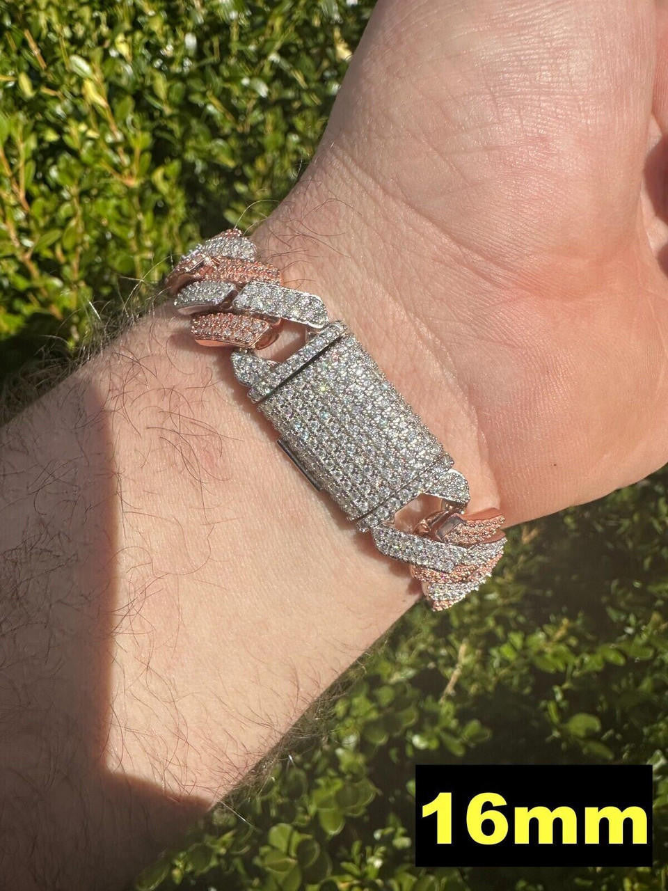 MOISSANITE #1 Bestseller Miami Cuban Link Prong Bracelet Iced Out - 14k Rose Gold Vermeil & 925 Silver - 8mm-20mm - 6" - 9"