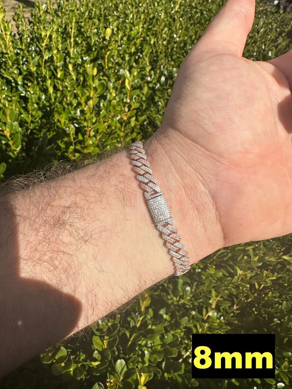 MOISSANITE #1 Bestseller Miami Cuban Link Prong Bracelet Iced Out - 14k Rose Gold Vermeil & 925 Silver - 8mm-20mm - 6" - 9"