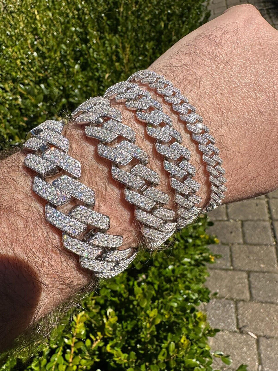 MOISSANITE #1 Bestseller Miami Cuban Link Prong Bracelet Iced Out - 925 Silver - 8mm-20mm - 6" - 9"