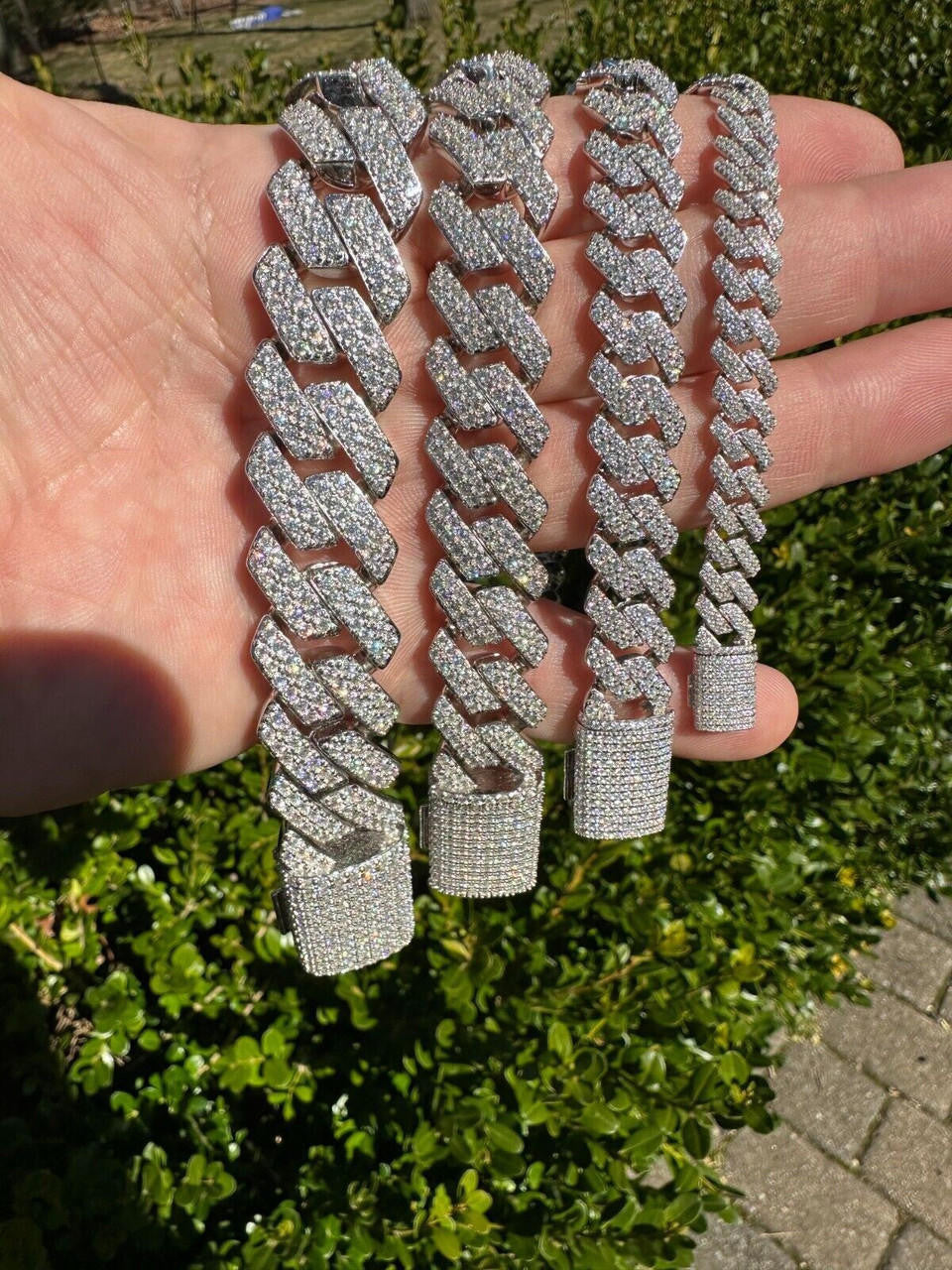 MOISSANITE #1 Bestseller Miami Cuban Link Prong Bracelet Iced Out - 925 Silver - 8mm-20mm - 6" - 9"