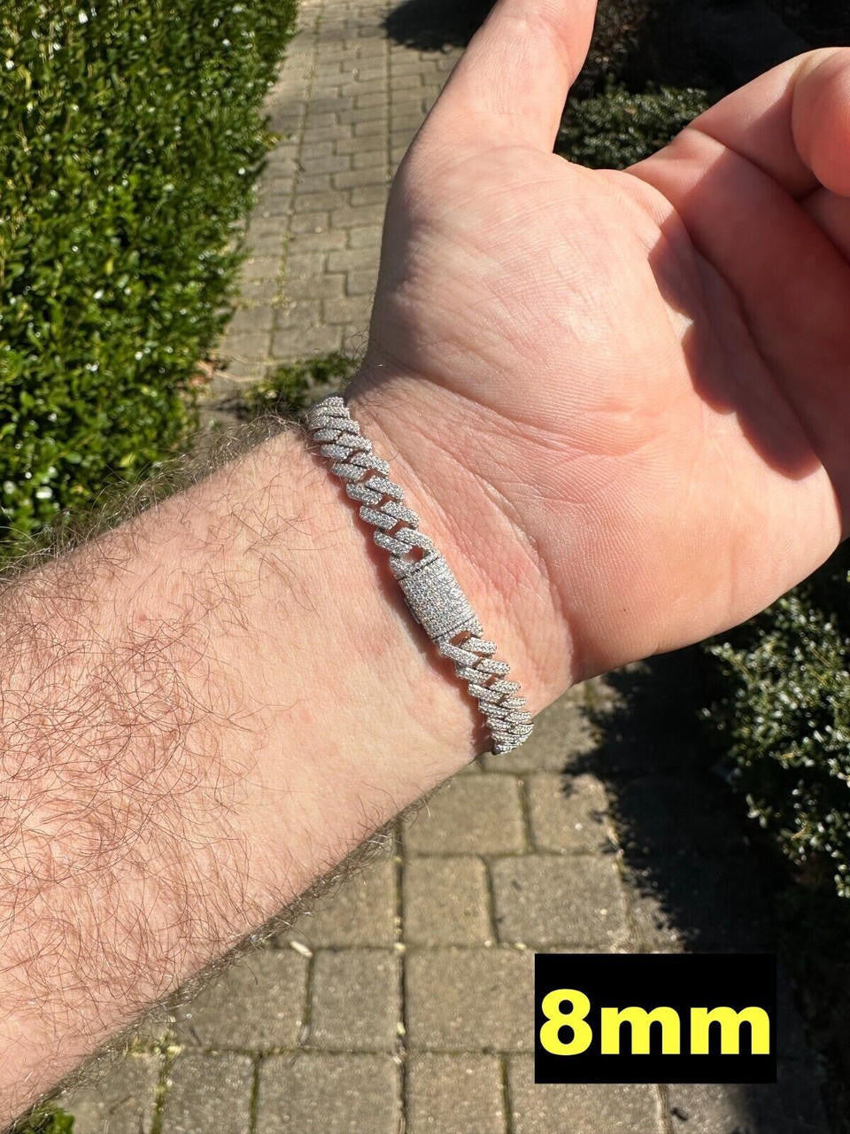 MOISSANITE #1 Bestseller Miami Cuban Link Prong Bracelet Iced Out - 925 Silver - 8mm-20mm - 6" - 9"