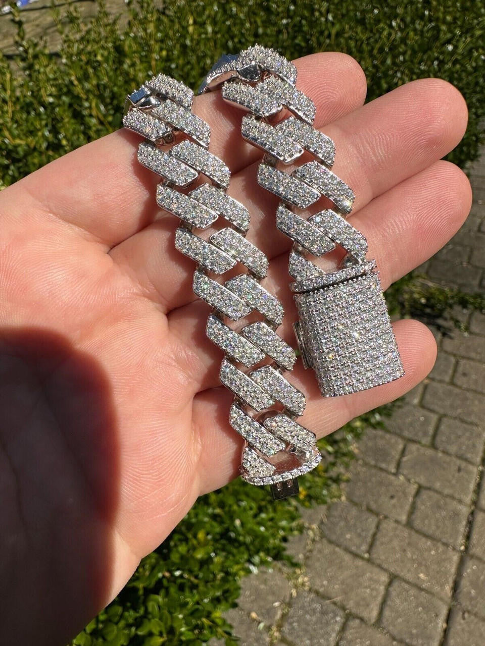 MOISSANITE #1 Bestseller Miami Cuban Link Prong Bracelet Iced Out - 925 Silver - 8mm-20mm - 6" - 9"