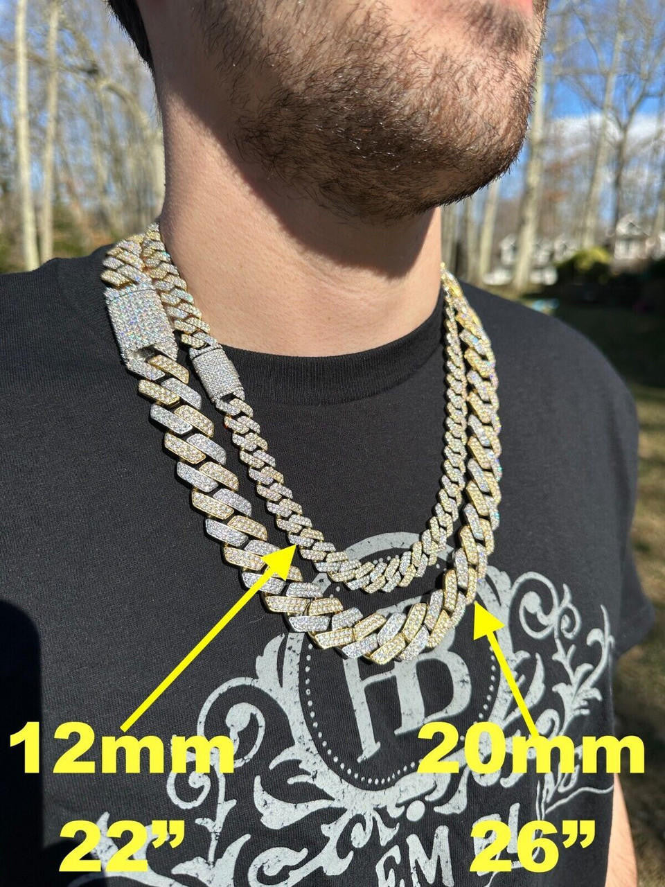 MOISSANITE #1 Bestseller Miami Cuban Link Prong Chain Necklace Iced Out - 14k Gold Vermeil & 925 Silver - 8mm-20mm - 16" - 30"