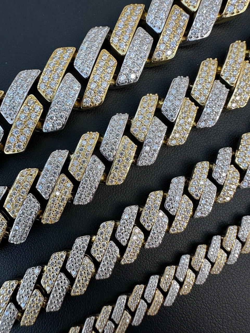 MOISSANITE #1 Bestseller Miami Cuban Link Prong Chain Necklace Iced Out - 14k Gold Vermeil & 925 Silver - 8mm-20mm - 16" - 30"