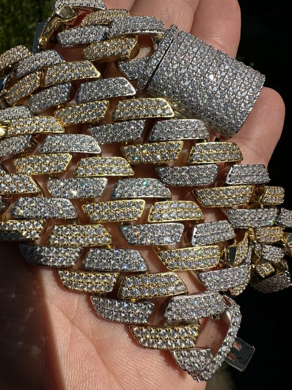 MOISSANITE #1 Bestseller Miami Cuban Link Prong Chain Necklace Iced Out - 14k Gold Vermeil & 925 Silver - 8mm-20mm - 16" - 30"