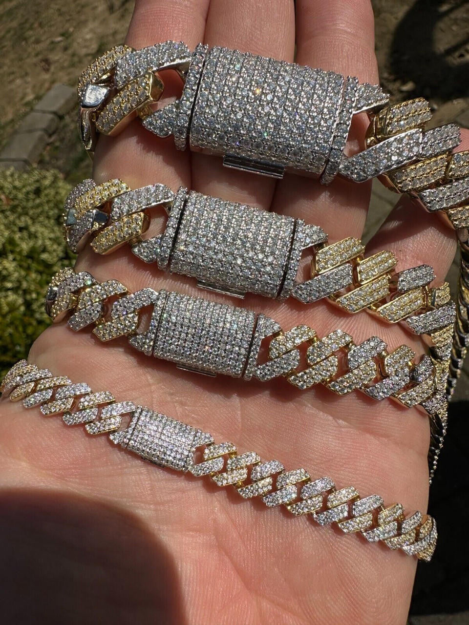 MOISSANITE #1 Bestseller Miami Cuban Link Prong Chain Necklace Iced Out - 14k Gold Vermeil & 925 Silver - 8mm-20mm - 16" - 30"