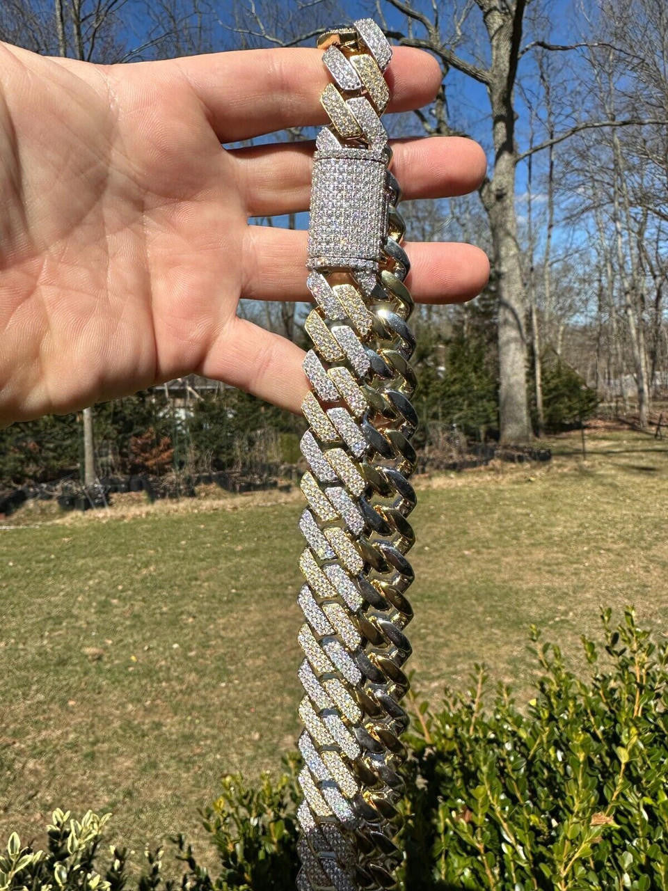 MOISSANITE #1 Bestseller Miami Cuban Link Prong Chain Necklace Iced Out - 14k Gold Vermeil & 925 Silver - 8mm-20mm - 16" - 30"