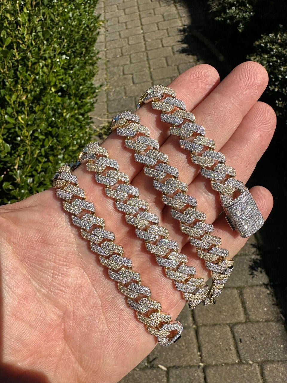 MOISSANITE #1 Bestseller Miami Cuban Link Prong Chain Necklace Iced Out - 14k Gold Vermeil & 925 Silver - 8mm-20mm - 16" - 30"