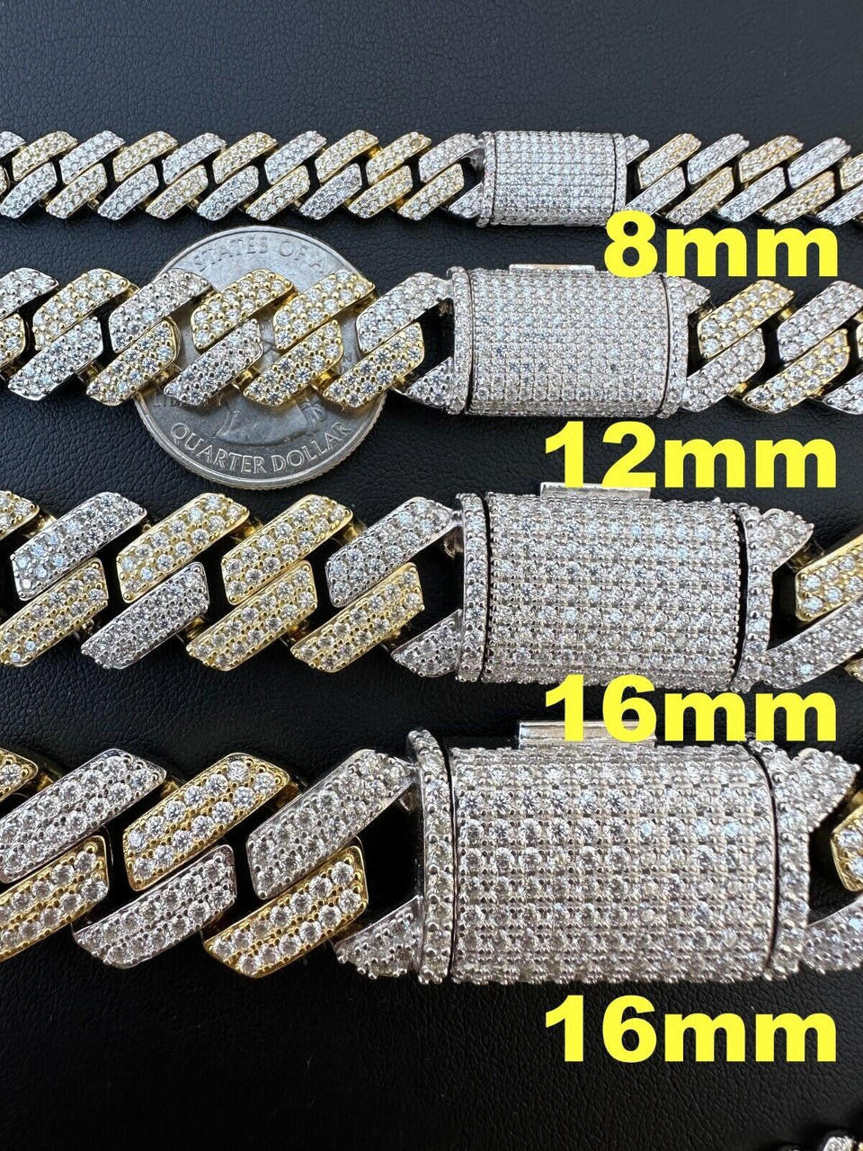 MOISSANITE #1 Bestseller Miami Cuban Link Prong Chain Necklace Iced Out - 14k Gold Vermeil & 925 Silver - 8mm-20mm - 16" - 30"