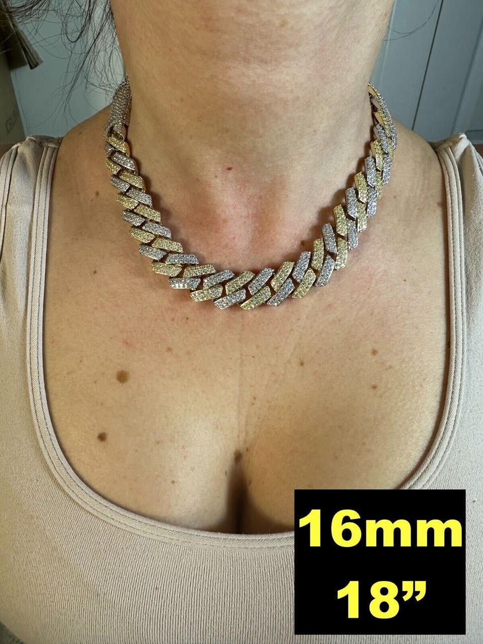 MOISSANITE #1 Bestseller Miami Cuban Link Prong Chain Necklace Iced Out - 14k Gold Vermeil & 925 Silver - 8mm-20mm - 16" - 30"