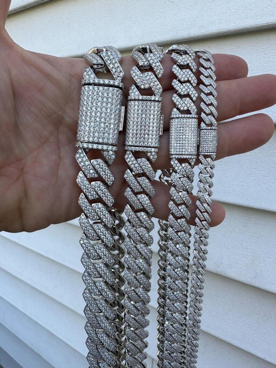 MOISSANITE #1 Bestseller Miami Cuban Link Prong Chain Necklace Iced Out - 925 Silver - 8mm-20mm - 16-30"