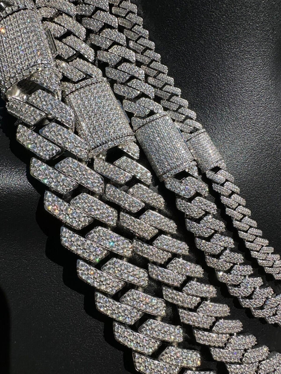 MOISSANITE #1 Bestseller Miami Cuban Link Prong Chain Necklace Iced Out - 925 Silver - 8mm-20mm - 16-30"