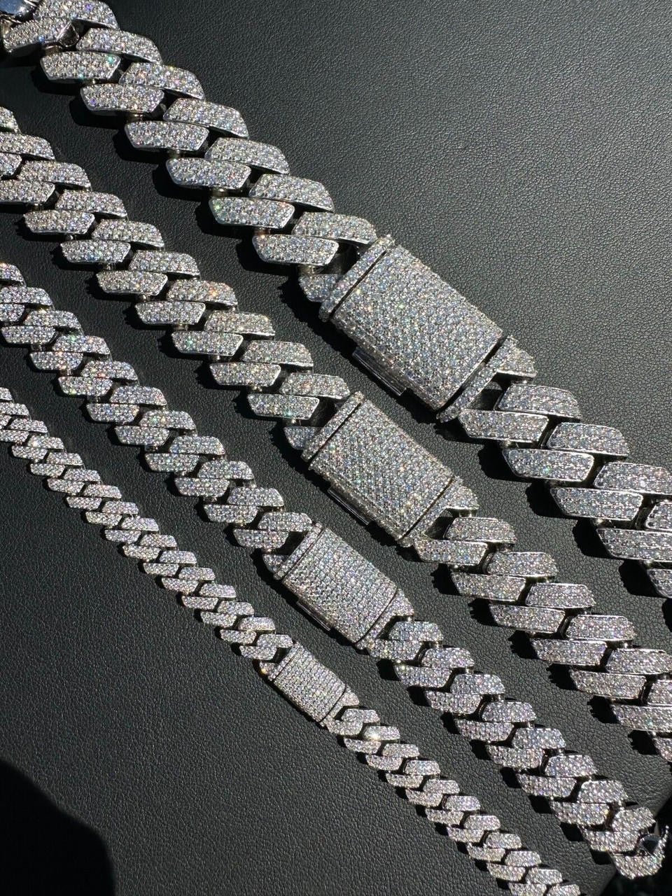 MOISSANITE #1 Bestseller Miami Cuban Link Prong Chain Necklace Iced Out - 925 Silver - 8mm-20mm - 16-30"