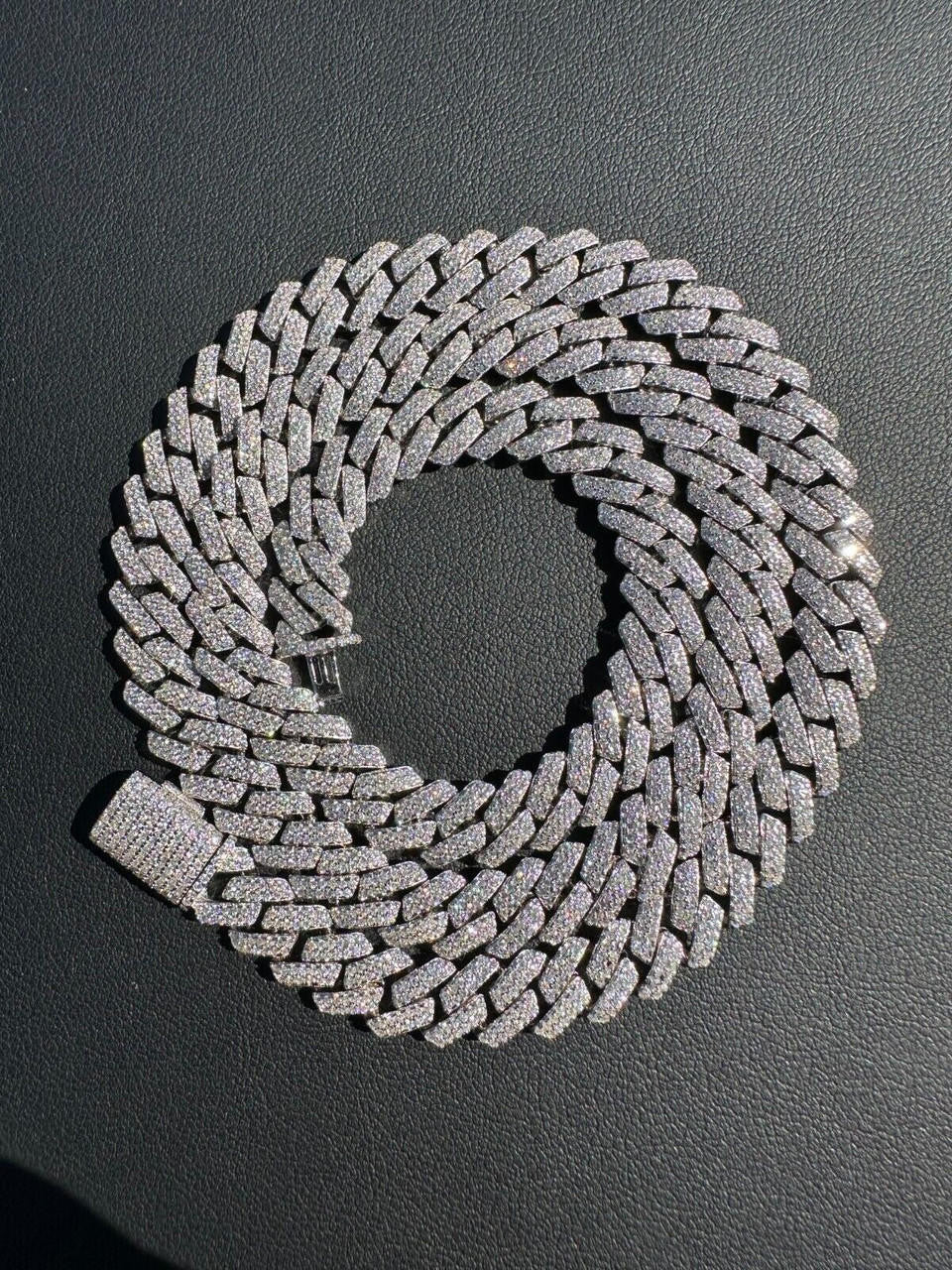 MOISSANITE #1 Bestseller Miami Cuban Link Prong Chain Necklace Iced Out - 925 Silver - 8mm-20mm - 16-30"