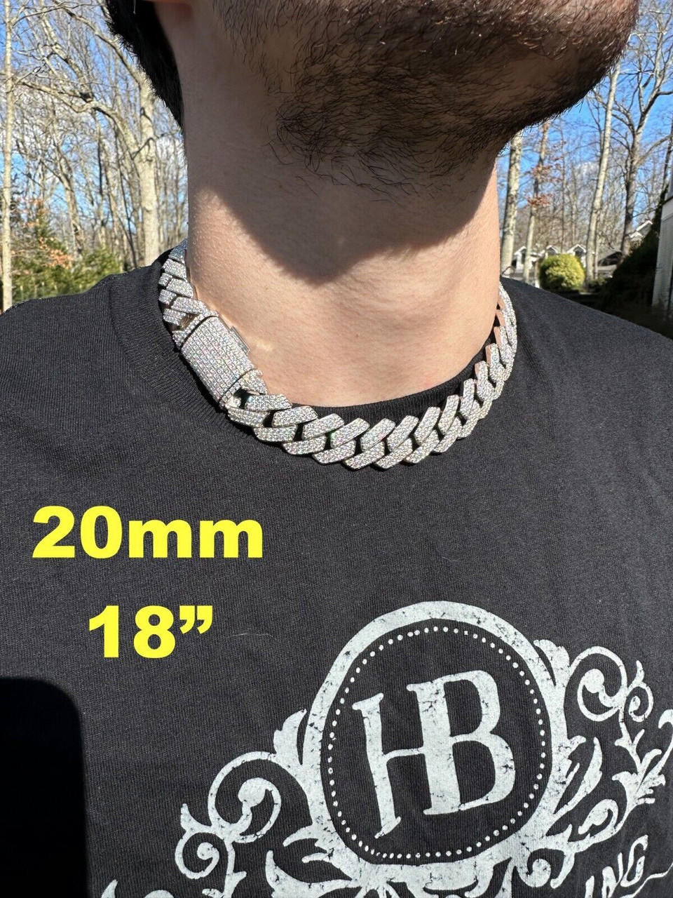 MOISSANITE #1 Bestseller Miami Cuban Link Prong Chain Necklace Iced Out - 925 Silver - 8mm-20mm - 16-30"