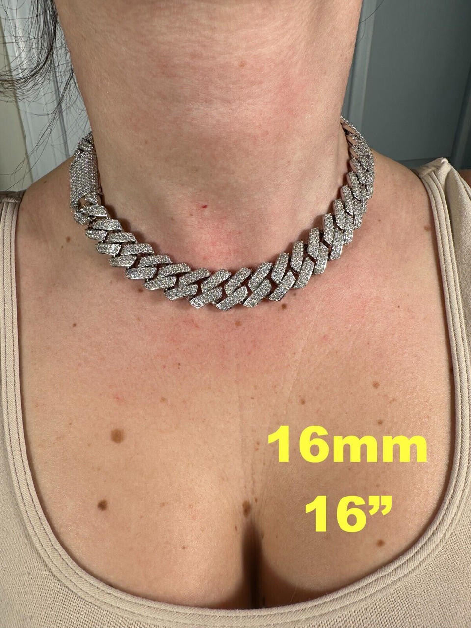 MOISSANITE #1 Bestseller Miami Cuban Link Prong Chain Necklace Iced Out - 925 Silver - 8mm-20mm - 16-30"