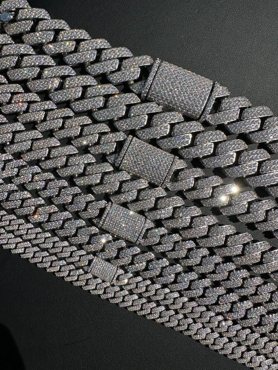 MOISSANITE #1 Bestseller Miami Cuban Link Prong Chain Necklace Iced Out - 925 Silver - 8mm-20mm - 16-30"