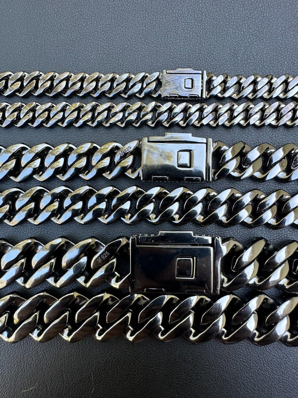 Black MOISSANITE #1 Bestseller Miami Cuban Link Prong Chain Necklace Iced Out - Black Rhodium Over 925 Silver - 8mm-16mm - 16-30"