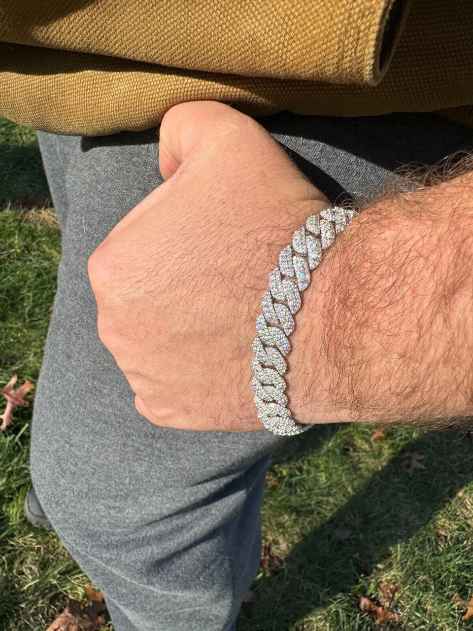 3D Miami Cuban Link Prong Bracelet Iced Out - 925 Silver - 10mm-14mm - 7-9"