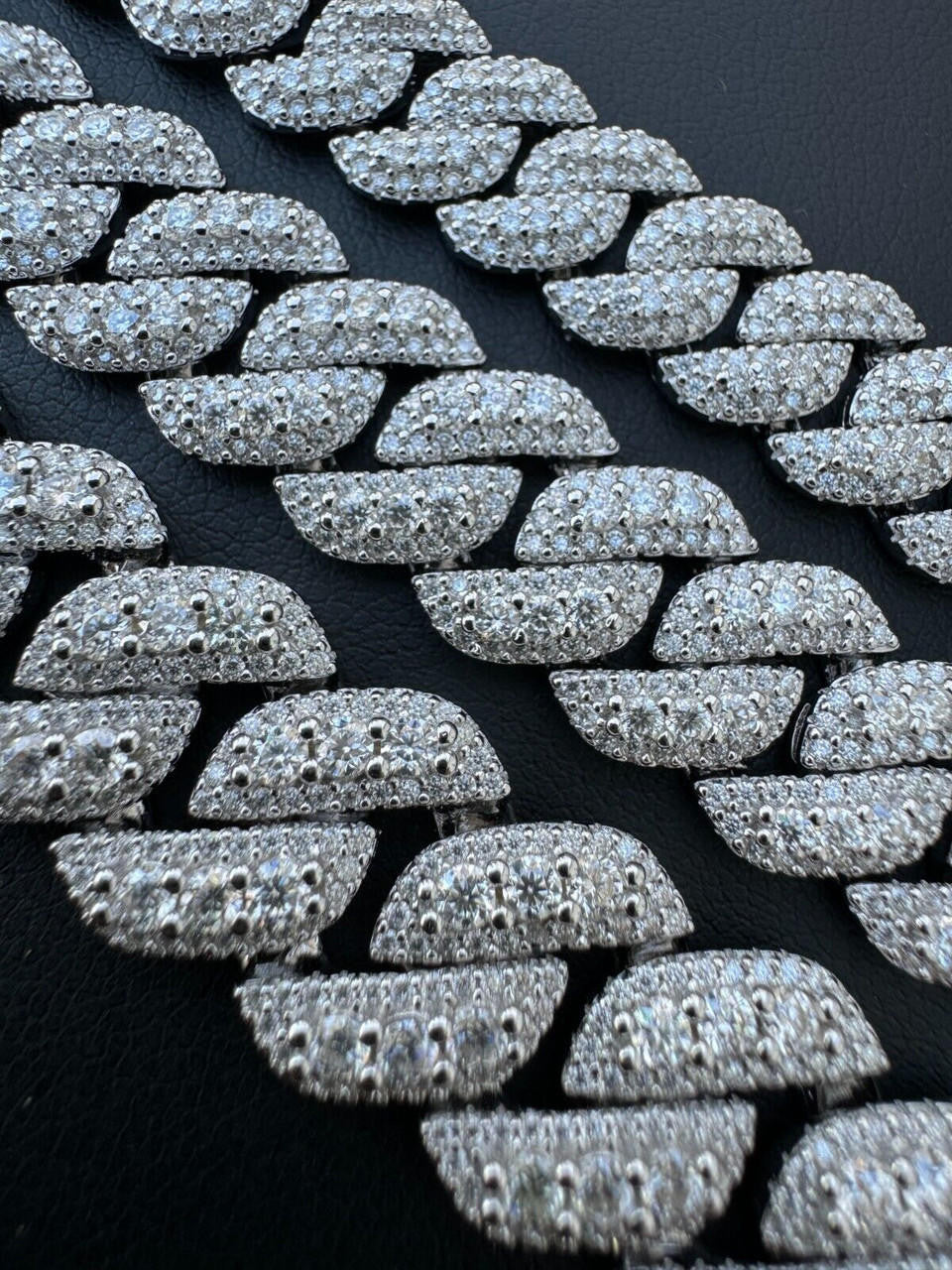 3D Miami Cuban Link Prong Bracelet Iced Out - 925 Silver - 10mm-14mm - 7-9"