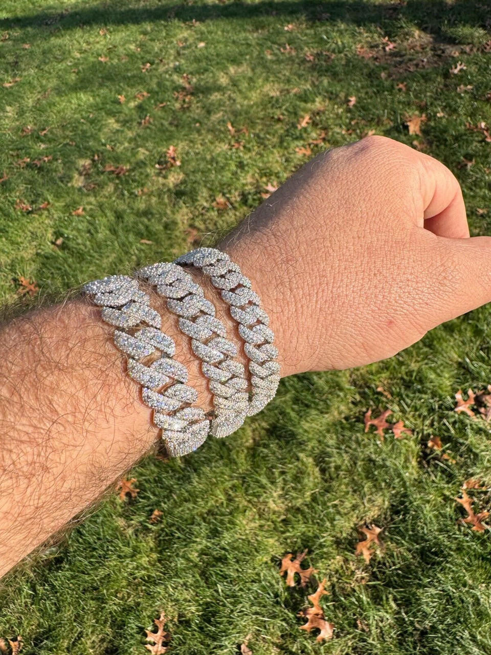 3D Miami Cuban Link Prong Bracelet Iced Out - 925 Silver - 10mm-14mm - 7-9"