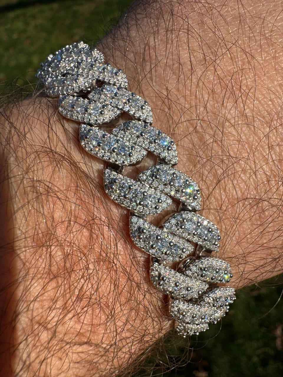 3D Miami Cuban Link Prong Bracelet Iced Out - 925 Silver - 10mm-14mm - 7-9"