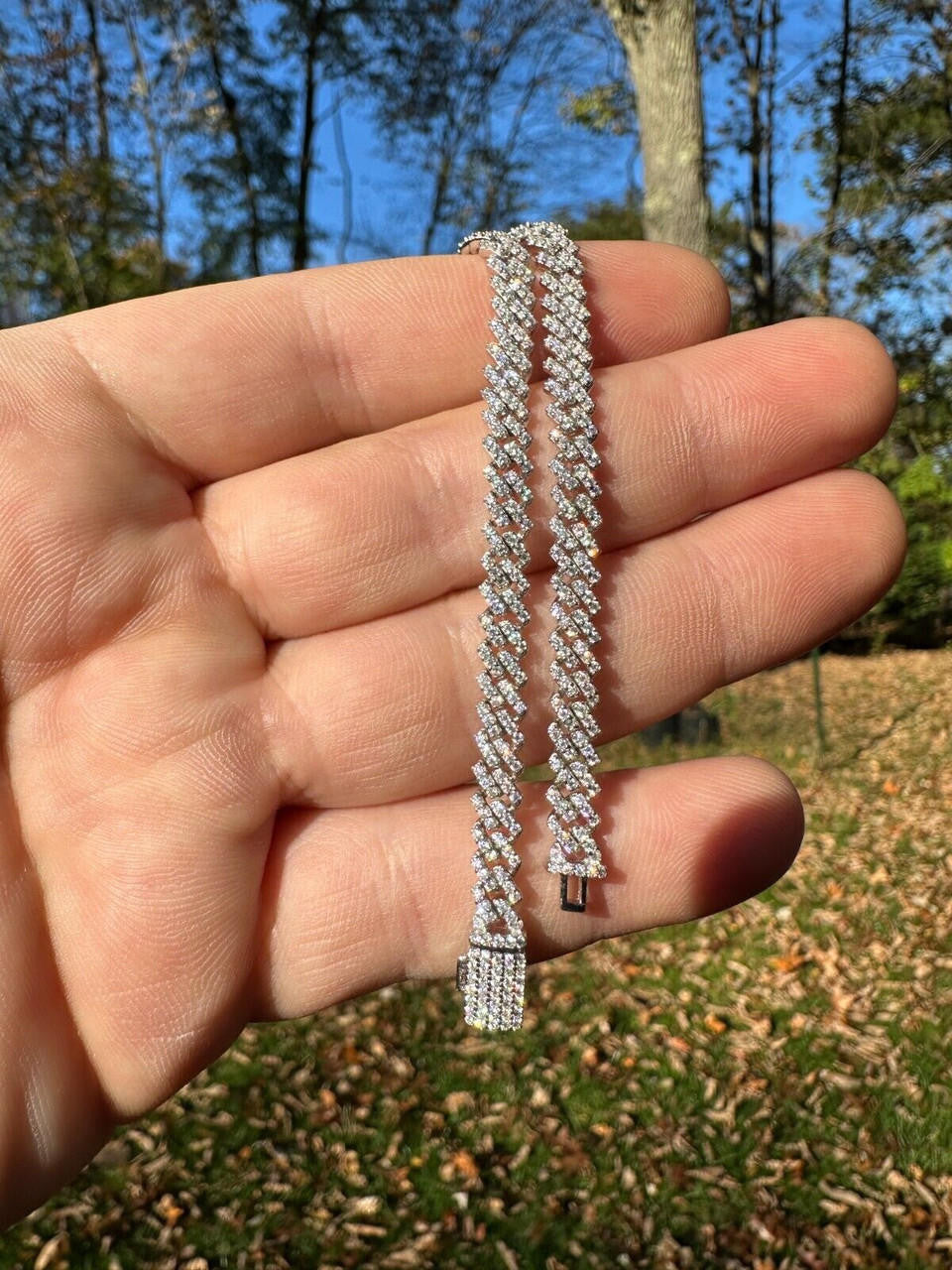 MOISSANITE Micro Prong Miami Cuban Link Bracelet Iced Out - 925 Silver - 5mm - 6" - 8.5"