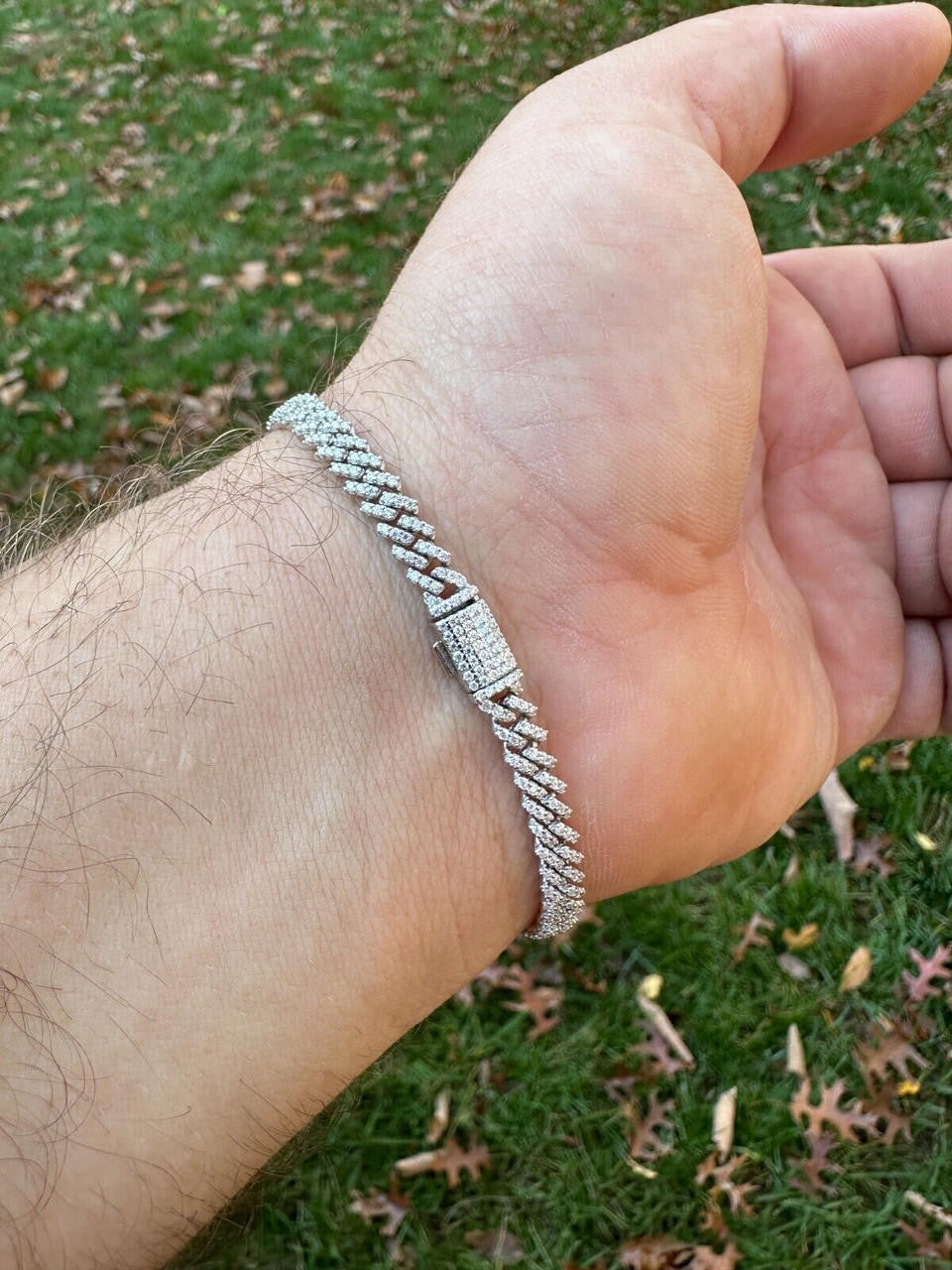 MOISSANITE Micro Prong Miami Cuban Link Bracelet Iced Out - 925 Silver - 5mm - 6" - 8.5"