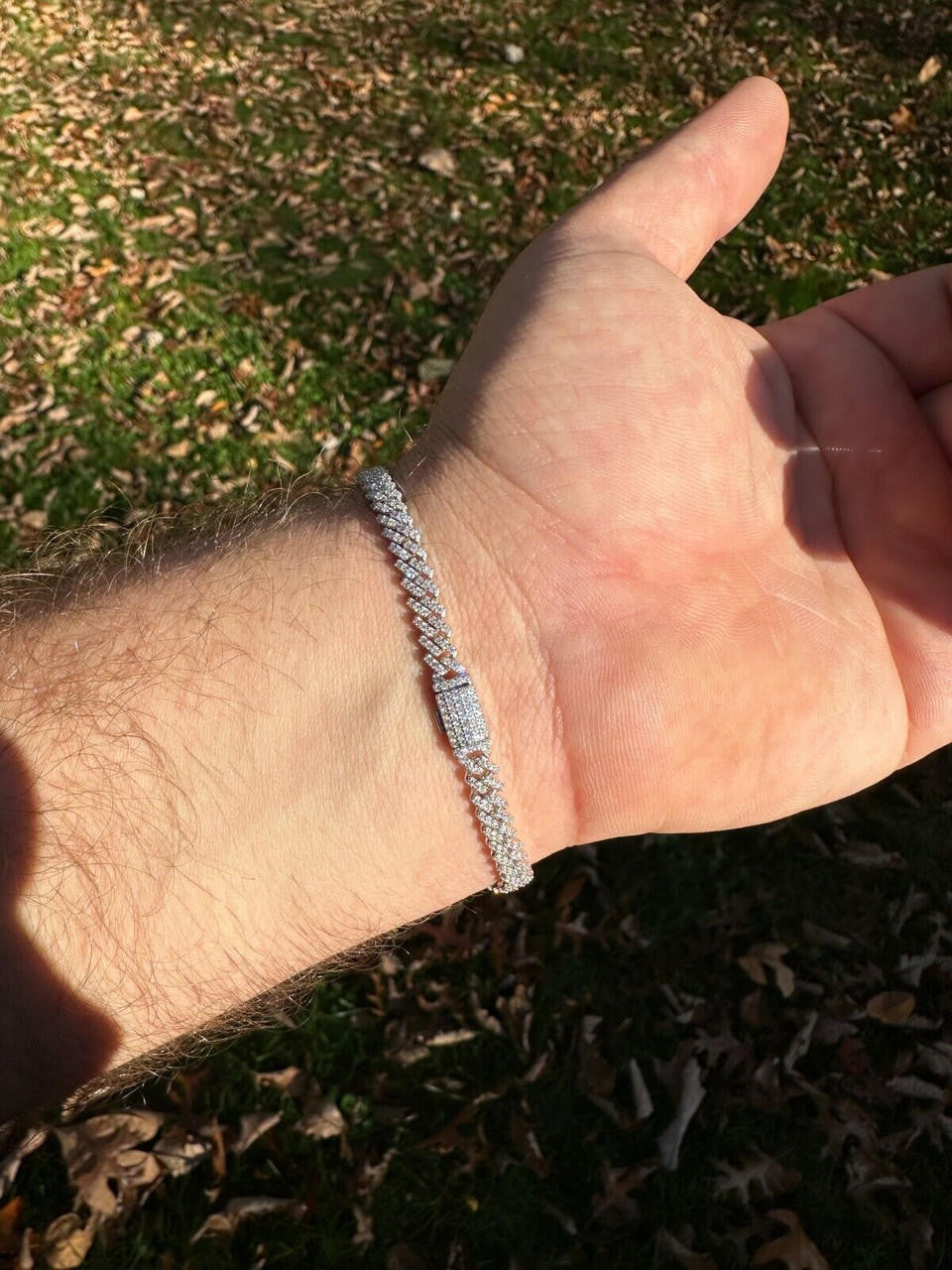 MOISSANITE Micro Prong Miami Cuban Link Bracelet Iced Out - 925 Silver - 5mm - 6" - 8.5"
