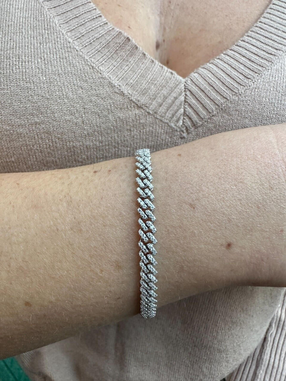 MOISSANITE Micro Prong Miami Cuban Link Bracelet Iced Out - 925 Silver - 5mm - 6" - 8.5"