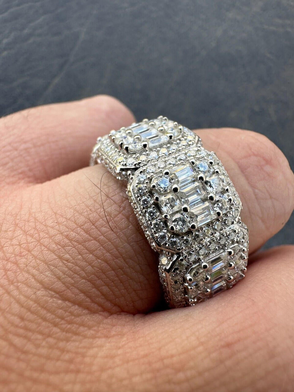 MOISSANITE Baguette Big Boy Eternity Band Ring - 925 Silver