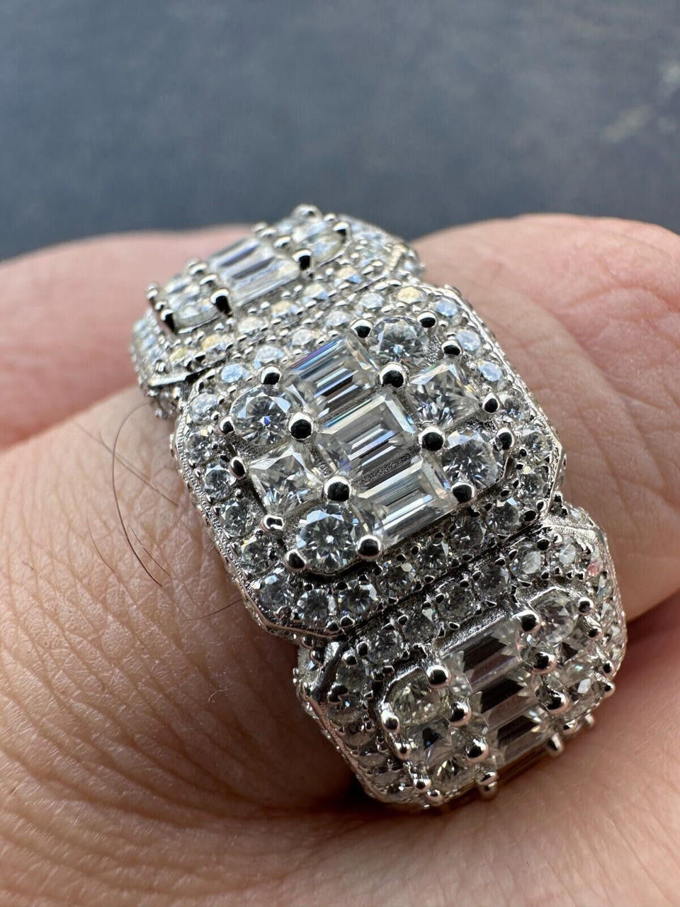 MOISSANITE Baguette Big Boy Eternity Band Ring - 925 Silver