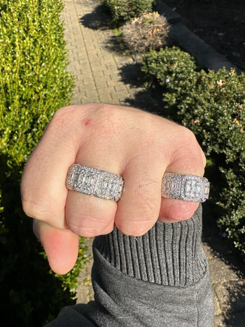 MOISSANITE Baguette Big Boy Eternity Band Ring - 925 Silver
