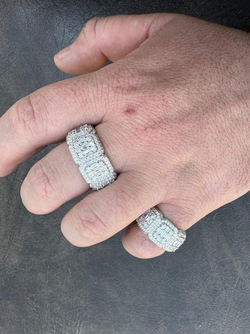 MOISSANITE Baguette Big Boy Eternity Band Ring - 925 Silver